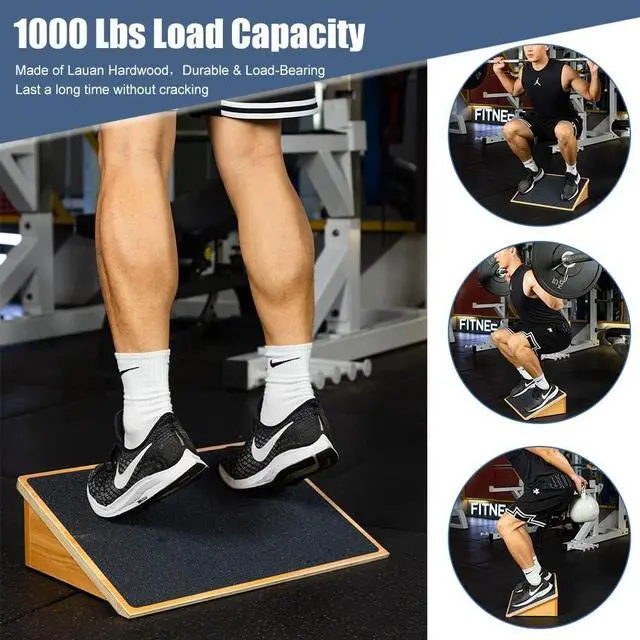 Alt view image 4 of 6 - StrongTek Slant Board for Knees Over Toes, Training Incline Board for Squats, 1000 Lbs Weight Capacity, Wooden Incline Boards with Non-Slip Surface for Calf Stretch, Weightlifting, Fitness