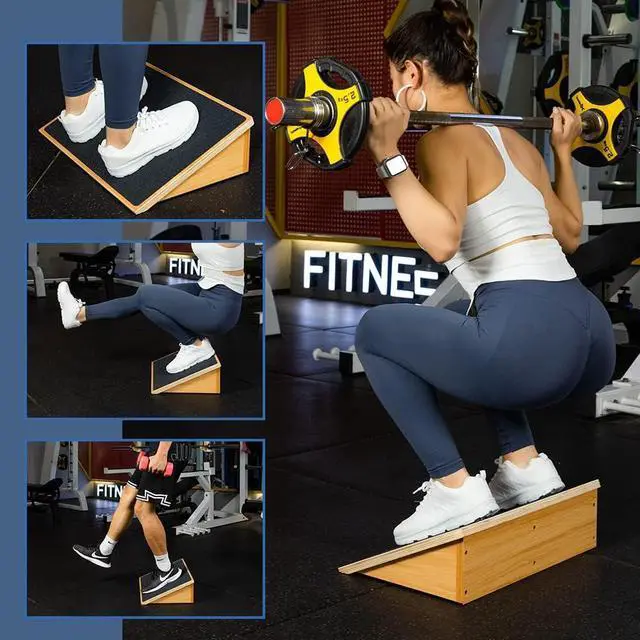 Alt view image 6 of 6 - StrongTek Slant Board for Knees Over Toes, Training Incline Board for Squats, 1000 Lbs Weight Capacity, Wooden Incline Boards with Non-Slip Surface for Calf Stretch, Weightlifting, Fitness