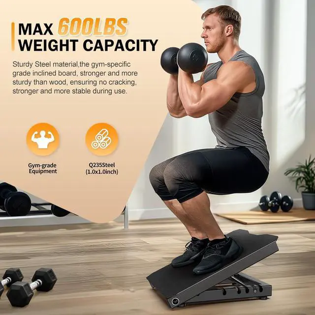 Alt view image 4 of 6 - Steel Slant Board Calf Stretcher for Squat 600lbs Weight Capacity Adjustable Incline Balance Board for Relieving Plantar Fasciitis Achilles Tendonitis Muscle Injuries Home Gym or Commercial