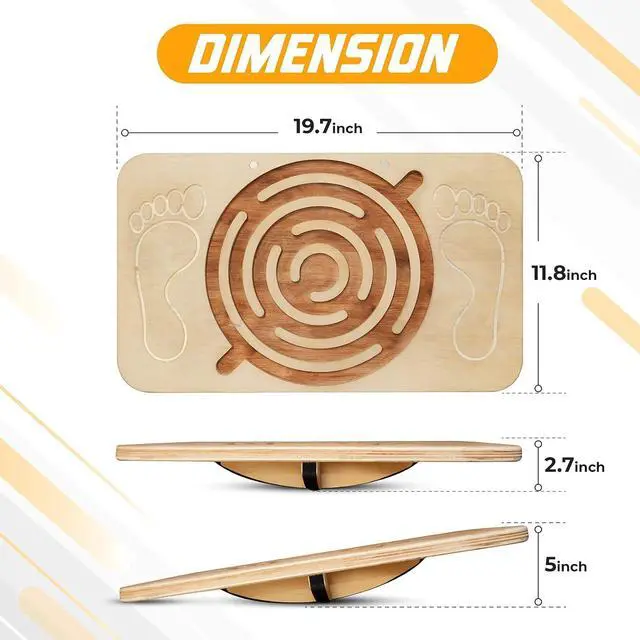 Alt view image 3 of 6 - Yes4All 350LBS Professional Wooden Balance Board for Leg Workout, Anti-Slip Rocker Board, Wobble Board for Standing Desk