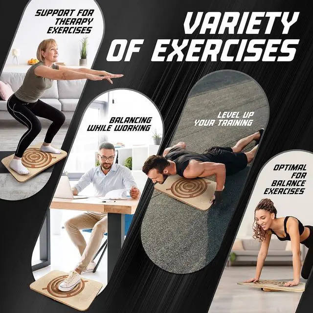 Alt view image 5 of 6 - Yes4All 350LBS Professional Wooden Balance Board for Leg Workout, Anti-Slip Rocker Board, Wobble Board for Standing Desk