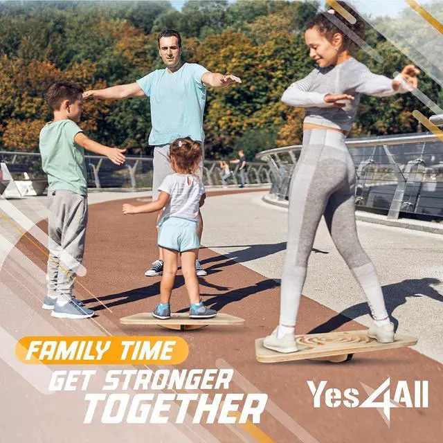 Alt view image 6 of 6 - Yes4All 350LBS Professional Wooden Balance Board for Leg Workout, Anti-Slip Rocker Board, Wobble Board for Standing Desk