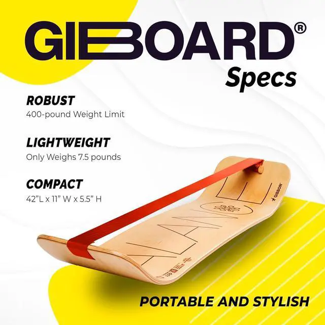 Alt view image 2 of 7 - GIBBON GiBoard Balance Board for Adults & Kids - Slackline Workout Equipment Home Gym Training - Wooden Wobble Board Balance Trainer - Standing Desk Exercise - Yoga, Agility, Pilates, Core, Snowboard