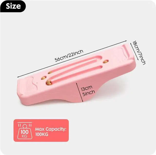 Alt view image 2 of 7 - Kids Rocking Seesaw Balance Board with 5 Wooden Balls Sensory Training Rocking Board Balance Training Equipment Children Indoor Outdoor Activity Toy (Pink)