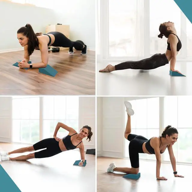 Alt view image 4 of 6 - 2 Pack Squat Wedge Blocks, Supportive Foot Wrist Exercise Wedge Blocks for Squat,Yoga, Pushup, Balance, Stretch, Strength, Pilate, Plank, Physical Therapy, EVA Riser Block for Men Women