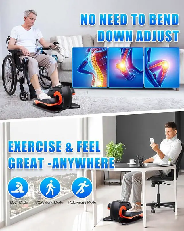 Alt view image 3 of 7 - Under Desk Elliptical Machine, Electric Ellipse Leg Exerciser as Seen on Tv for Seniors with 12 Adjustable, Quiet Portable Elliptical Machine, Seated Pedal Exerciser with Remote Control