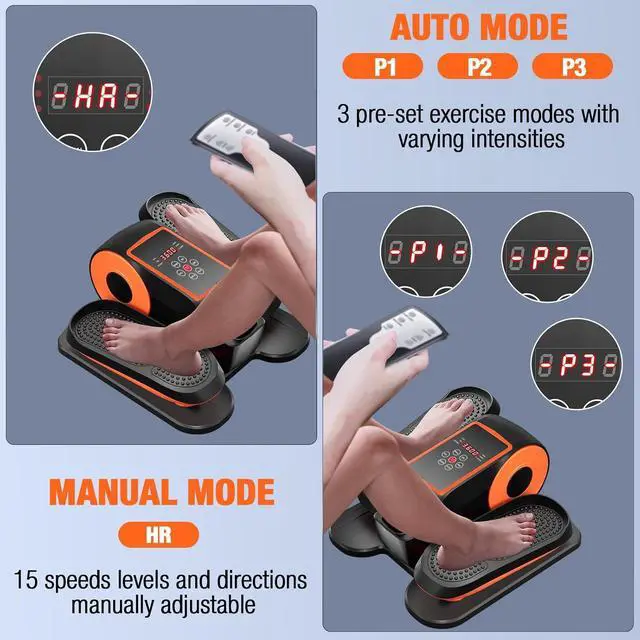 Alt view image 7 of 7 - Under Desk Elliptical Exercise Machine, Ellipse Leg Exerciser as Seen on TV with Remote, 15 Adjustable Speed, Portable Leg Exerciser While Sitting for Seniors, Quiet Elliptical Machine for Home Office