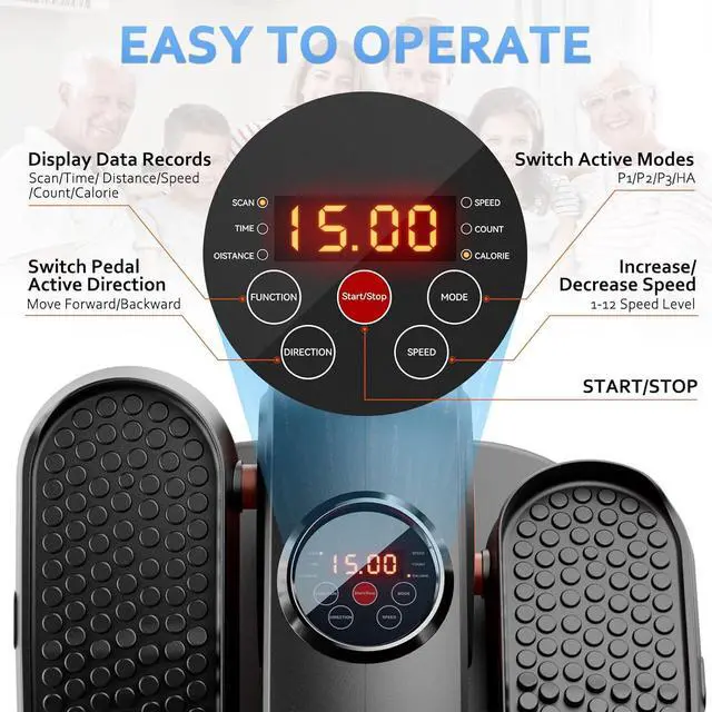 Alt view image 4 of 7 - Under Desk Elliptical Machine, Ellipse Leg Exerciser as Seen on TV for Seniors with Remote Control & 12 Adjustable Speeds, Elliptical Machine for Home