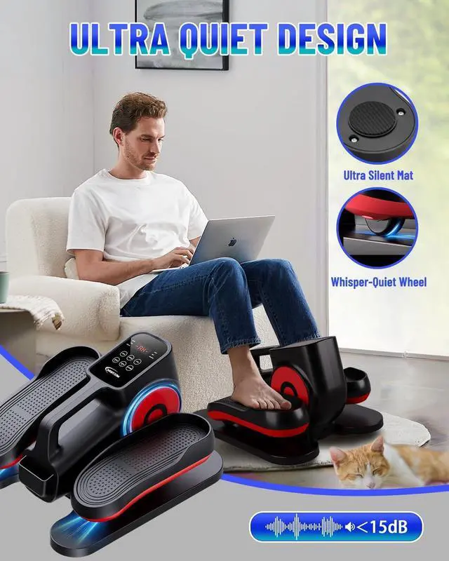 Alt view image 7 of 7 - Under Desk Elliptical Machine, Ellipse Leg Exerciser Electric as Seen on TV for Seniors with Remote Control & 10 Adjustable Speeds,Quiet & Portable Mini Seated Pedal Exerciser