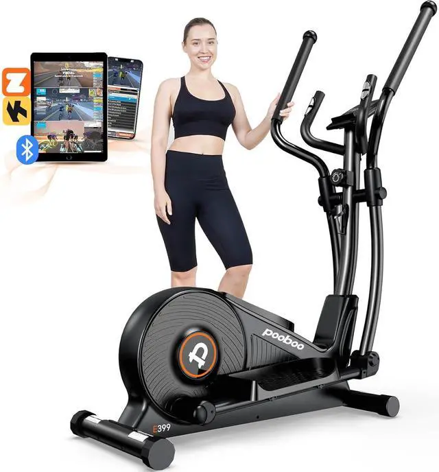 Main image of pooboo Elliptical Machine, Elliptical Exercise Machine with 16-Level Resistance&Hyper-Quiet Magnetic Driving System, Elliptical Machine for Home with LCD Monitor&15.5IN Stride, 350LBS Weight Capacity