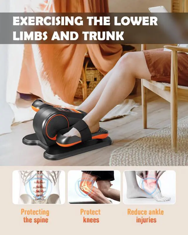 Alt view image 2 of 7 - Under Desk Elliptical Machine, Electric Ellipse Leg Exerciser for Senior, 12 Adjustable Speeds Quiet and Portable Seated Pedal Exerciser for Training with Remote Control