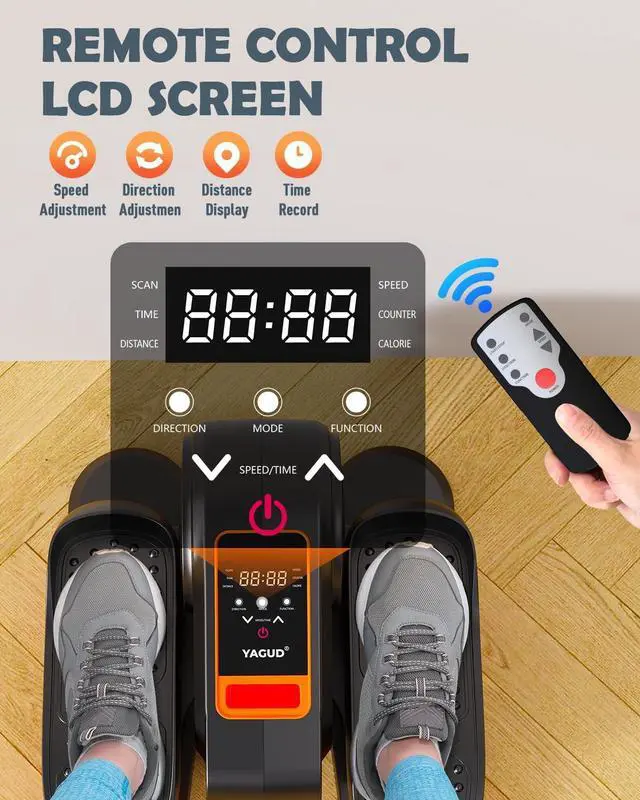 Alt view image 5 of 7 - Under Desk Elliptical Machine, Electric Ellipse Leg Exerciser for Senior, 12 Adjustable Speeds Quiet and Portable Seated Pedal Exerciser for Training with Remote Control