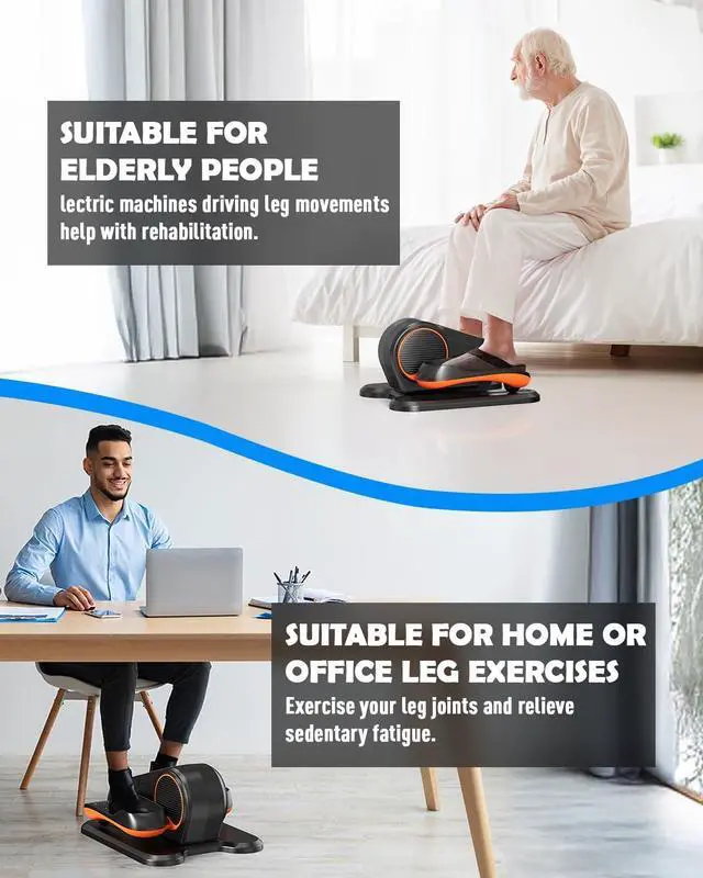 Alt view image 6 of 7 - Under Desk Elliptical Machine, Electric Ellipse Leg Exerciser for Senior, 12 Adjustable Speeds Quiet and Portable Seated Pedal Exerciser for Training with Remote Control