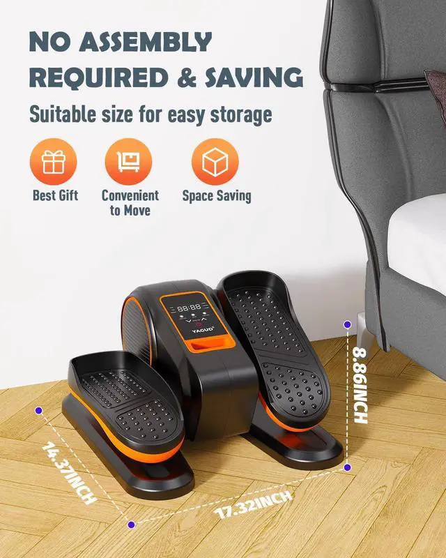 Alt view image 7 of 7 - Under Desk Elliptical Machine, Electric Ellipse Leg Exerciser for Senior, 12 Adjustable Speeds Quiet and Portable Seated Pedal Exerciser for Training with Remote Control