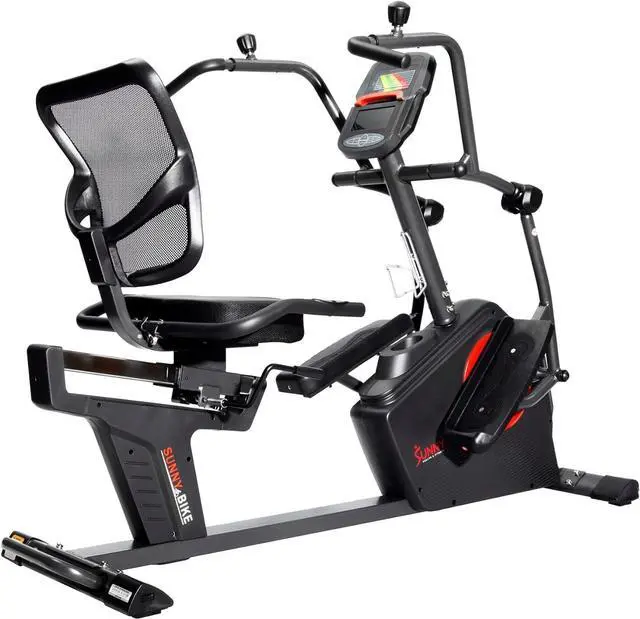 Alt view image 7 of 7 - Sunny Health & Fitness Elite Recumbent Cross Trainer & Elliptical Machine with Arm Exercisers for Home Arm/Leg Training, Easy Adjust Seat & Mesh Backrest, Free SunnyFit App Bluetooth Connectivity