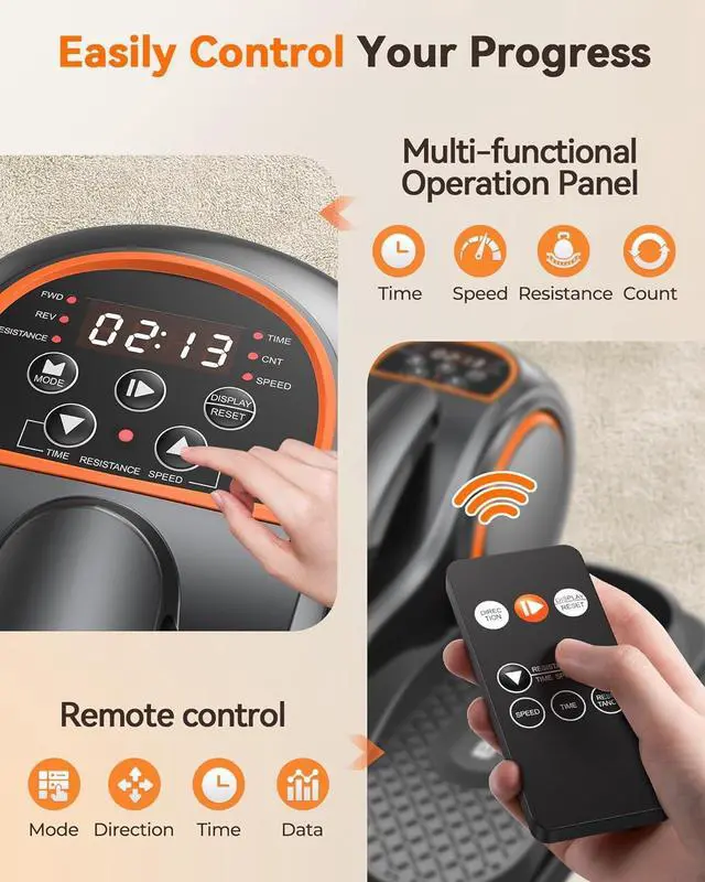 Alt view image 6 of 7 - YOSUDA Under Desk Elliptical with 10 Level Resistances, Motorized Ellipse Leg Exerciser for Seniors Fully Assembled, Seated Pedal Exerciser with Remote Control & Non-Slip Pedals