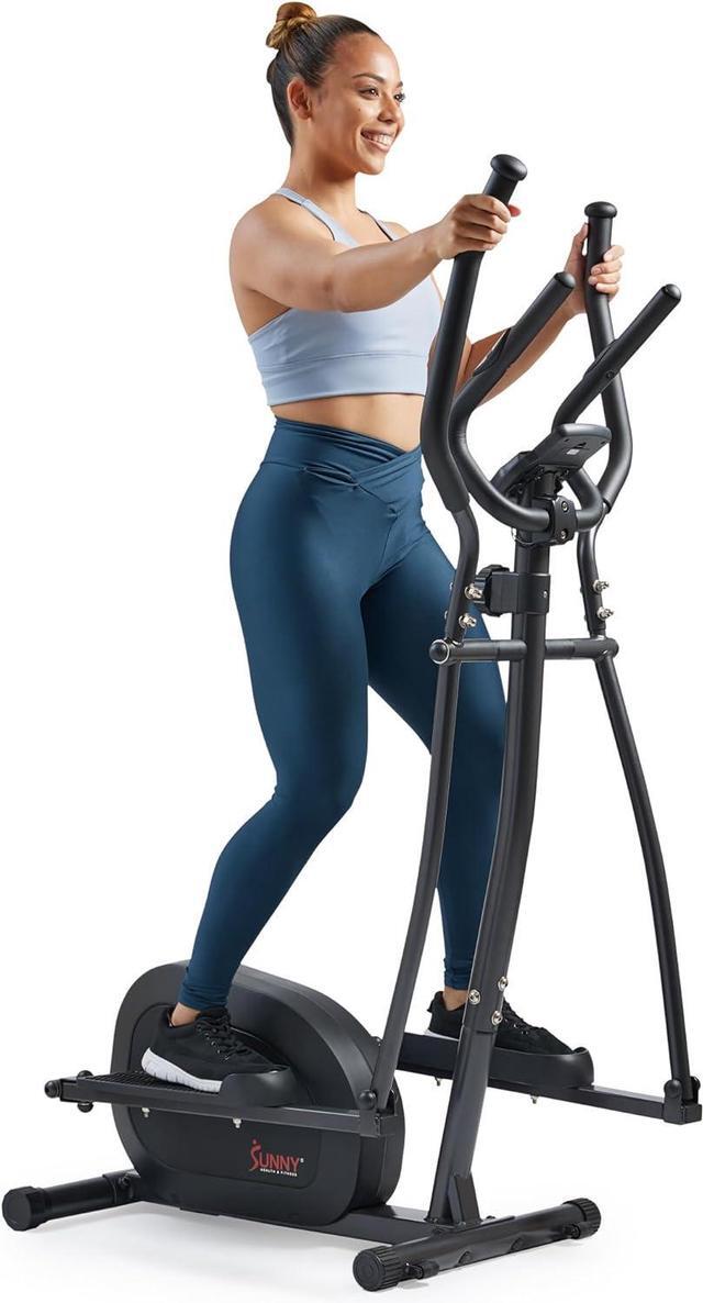 Main image of Sunny Health & Fitness 2-in-1 Smart Upright Elliptical Full-Body Exerciser w/Pulse Sensors, Home Cross-Training Cardio Workout Machine, Free SunnyFit App Bluetooth Link, Optional Long Stride Length