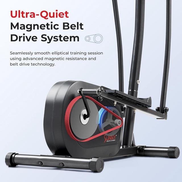 Alt view image 2 of 6 - Sunny Health & Fitness 2-in-1 Smart Upright Elliptical Full-Body Exerciser w/Pulse Sensors, Home Cross-Training Cardio Workout Machine, Free SunnyFit App Bluetooth Link, Optional Long Stride Length