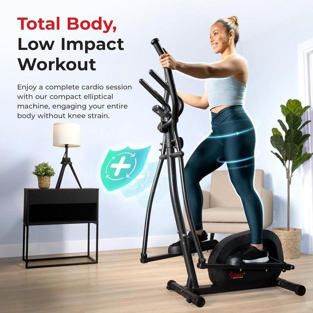 Alt view image 4 of 6 - Sunny Health & Fitness 2-in-1 Smart Upright Elliptical Full-Body Exerciser w/Pulse Sensors, Home Cross-Training Cardio Workout Machine, Free SunnyFit App Bluetooth Link, Optional Long Stride Length