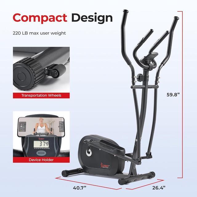 Alt view image 6 of 6 - Sunny Health & Fitness 2-in-1 Smart Upright Elliptical Full-Body Exerciser w/Pulse Sensors, Home Cross-Training Cardio Workout Machine, Free SunnyFit App Bluetooth Link, Optional Long Stride Length