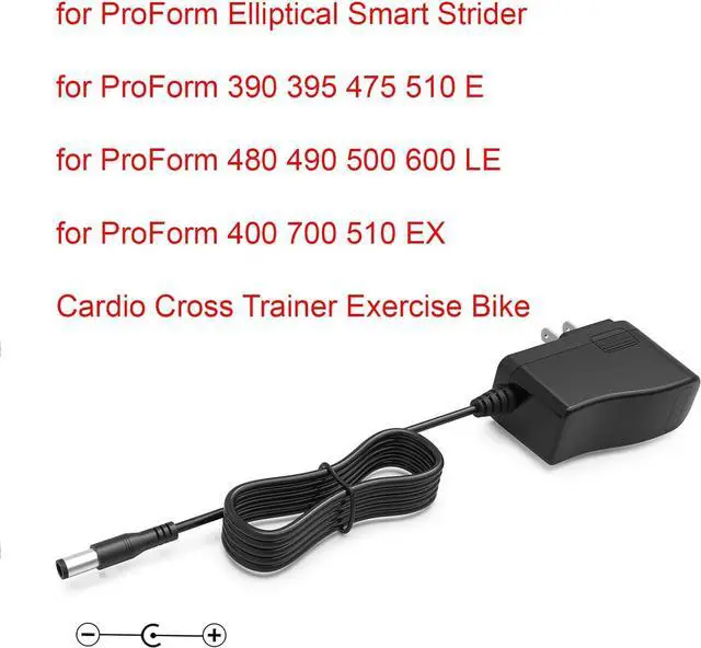 Alt view image 7 of 7 - Power Cord for ProForm Elliptical Smart Strider 390 395 475 510 E, 480 490 500 600 LE, 400 700 510 EX, Cardio Cross Trainer Exercise Bike Charger Cable Cord