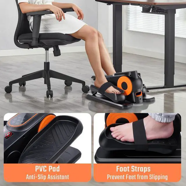 Alt view image 3 of 7 - Under Desk Elliptical Machine, Morelax Ellipse Leg Exerciser for Seniors Fully Assembled, Quiet & Portable Electric Seated Pedal Exerciser with Remote Control & 12 Adjustable Speeds (Orange)