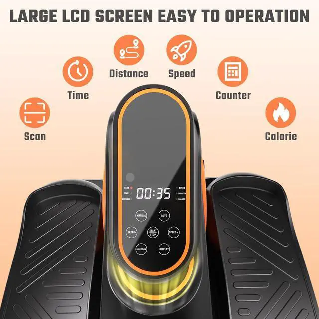 Alt view image 4 of 7 - Under Desk Elliptical Machine, Morelax Ellipse Leg Exerciser for Seniors Fully Assembled, Quiet & Portable Electric Seated Pedal Exerciser with Remote Control & 12 Adjustable Speeds (Orange)