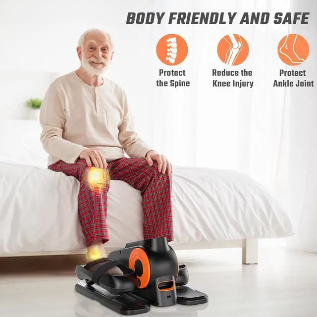 Alt view image 5 of 7 - Under Desk Elliptical Machine, Morelax Ellipse Leg Exerciser for Seniors Fully Assembled, Quiet & Portable Electric Seated Pedal Exerciser with Remote Control & 12 Adjustable Speeds (Orange)