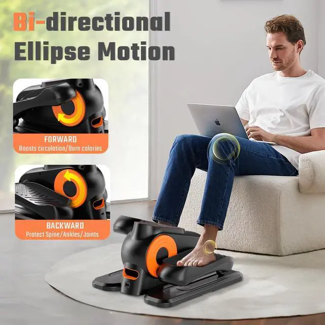 Alt view image 6 of 7 - Under Desk Elliptical Machine, Morelax Ellipse Leg Exerciser for Seniors Fully Assembled, Quiet & Portable Electric Seated Pedal Exerciser with Remote Control & 12 Adjustable Speeds (Orange)