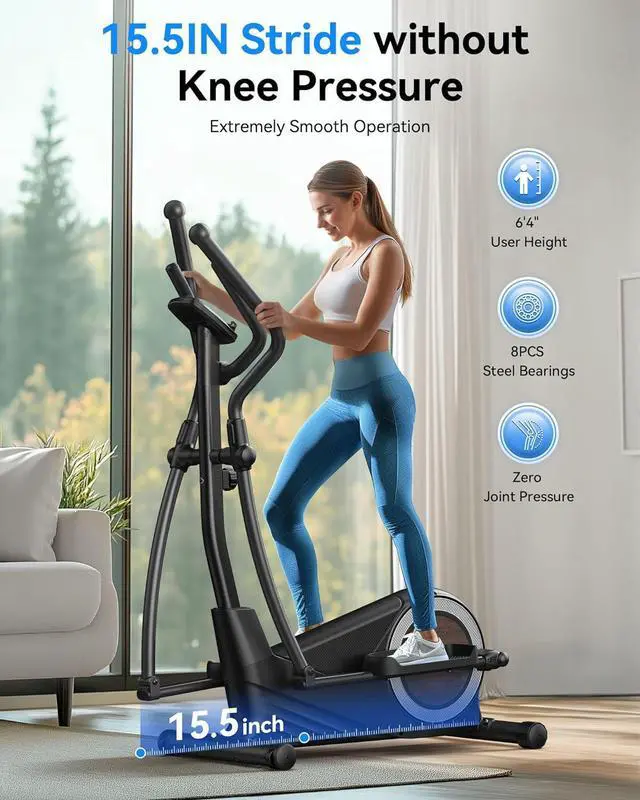 Alt view image 2 of 7 - Niceday Elliptical Exercise Machine, Elliptical Machine for Home, Magnetic Elliptical Trainer with 15.5IN-19IN Stride, 16 Resistance Levels, 400LBS Loading Capacity, Support Kinomap APP
