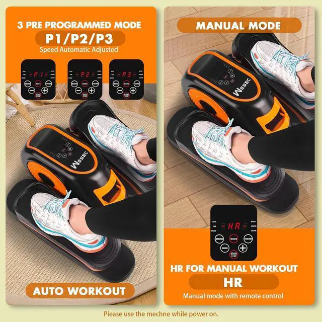 Alt view image 4 of 7 - Zakle Ellipse Leg Exerciser as Seen on Tv for Seniors, Electric Under Desk Elliptical Machine w/Remote & 12 Speeds Level, Manual & Auto Mode, Quiet Seated Pedal Exerciser for Home Office