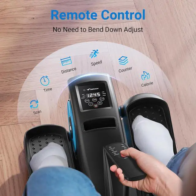 Alt view image 3 of 7 - MERACH Under Desk Elliptical Machine, Ellipse Leg Exerciser As Seen On TV for Seniors Adults Fully Assembled, Elliptical Exercise Machine Portable&Quiet Electric Pedal with Remote Control&12 Auto mode