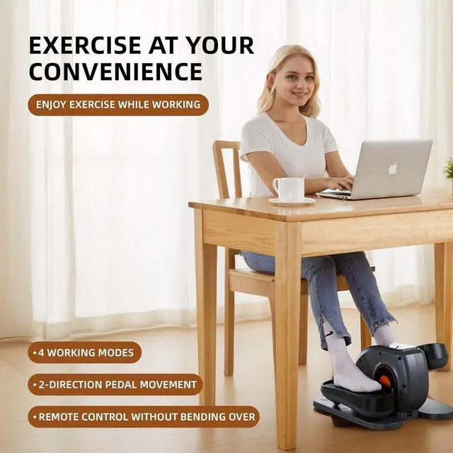 Alt view image 3 of 7 - Under Desk Elliptical Machine, Seated Ellipse Leg Exerciser As Seen on TV, Portable Electric Pedal Exerciser for Seniors While Sitting with Remote Control, 10 Adjustable Speeds