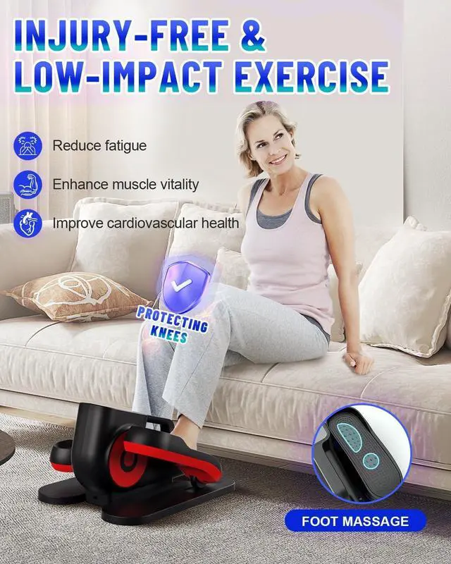 Alt view image 6 of 7 - Under Desk Elliptical Machine, Ellipse Leg Exerciser Electric as Seen on TV for Seniors with Remote Control & 10 Adjustable Speeds,Quiet & Portable Mini Seated Pedal Exerciser