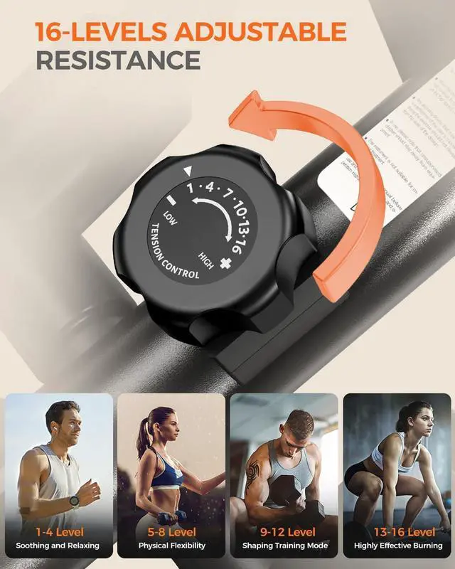 Alt view image 4 of 7 - pooboo Elliptical Machine, Elliptical Exercise Machine with 16-Level Resistance&Hyper-Quiet Magnetic Driving System, Elliptical Machine for Home with LCD Monitor&15.5IN Stride, 350LBS Weight Capacity