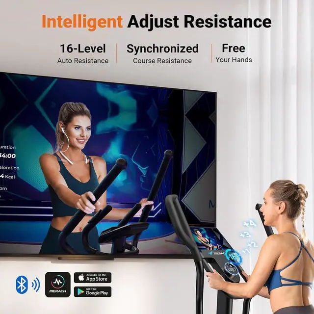 Alt view image 3 of 7 - MERACH Elliptical Machine, Elliptical Exercise Machine for Home with Hyper-Quiet Magnetic Drive System, Elliptical Training Machines with18.5IN Stride, Automatic Resistance, 400lbs Capacity