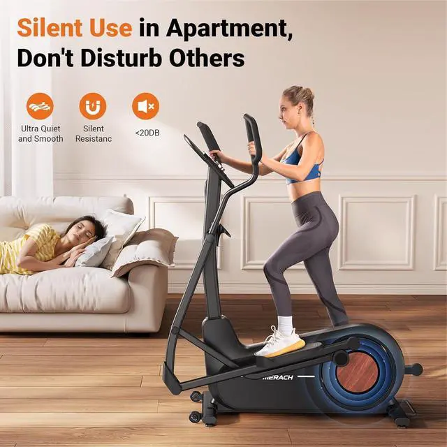 Alt view image 6 of 7 - MERACH Elliptical Machine, Elliptical Exercise Machine for Home with Hyper-Quiet Magnetic Drive System, Elliptical Training Machines with18.5IN Stride, Automatic Resistance, 400lbs Capacity