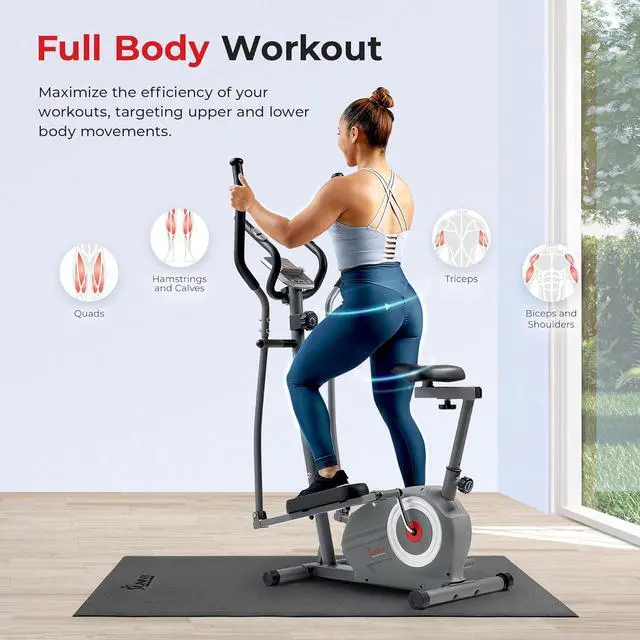Alt view image 3 of 6 - Sunny Health & Fitness Essential Smart 2-in-1 Cross Trainer Elliptical Bike, Magnetic Training Machine for Adult/Seniors Home Gym Cardio Exercises, Free SunnyFit App Bluetooth Connection - SF-E322004