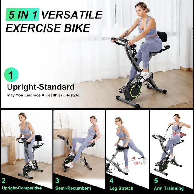 Alt view image 6 of 6 - Foldable Exercise Bike Stationary Bikes for Home, 5 IN 1 Indoor Workout Bike, Cycling Bike with 16-Level Quiet Magnetic Resistance, 6.6 LBS Flywheel and 300LBS Capacity, 2025 Designed 817 X-bike