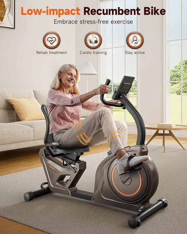 Alt view image 2 of 7 - Niceday Recumbent Exercise Bike, Recumbent Bike for Home, Recumbent Stationary Bike 400LBS Weight Capacity, Magnetic Recumbent Bike with Smart APP, LCD Monitor, Heart Rate Handle