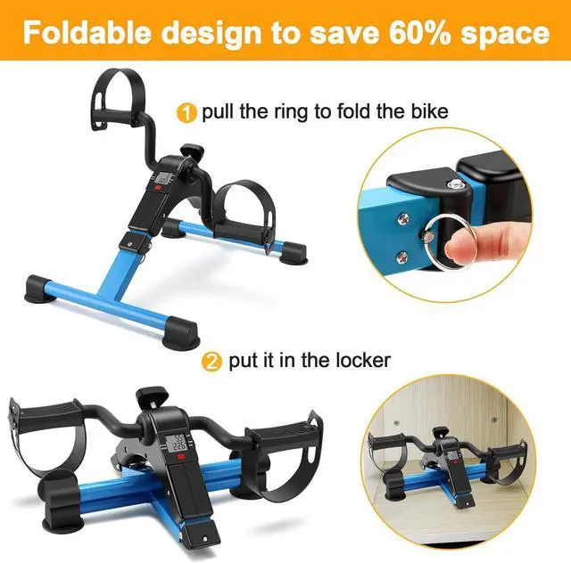 Alt view image 4 of 7 - Folding Exercise Bike Pedal Exerciser Portable Desk Bike with LCD Display for Arms and Legs Workout