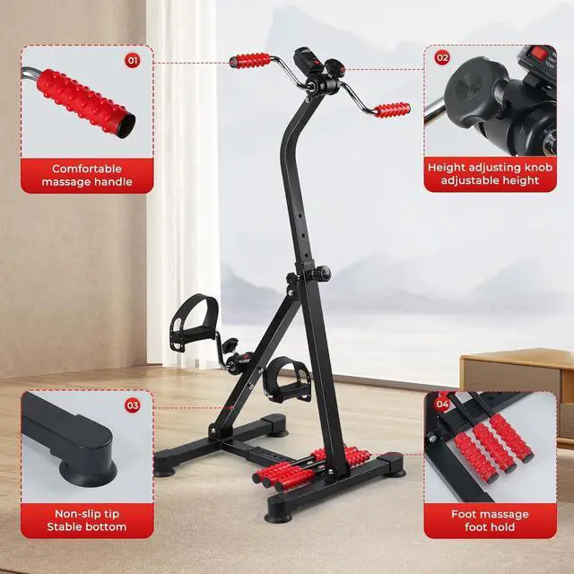 Alt view image 3 of 7 - Adjustable Pedal Exerciser Bike for Seniors - Hand Arm Leg and Knee Therapy, Stroke Recovery, Portable Fitness Equipment for Total Body Workout - Great Gift for Elderly Rehab