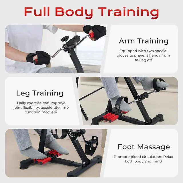 Alt view image 4 of 7 - Adjustable Pedal Exerciser Bike for Seniors - Hand Arm Leg and Knee Therapy, Stroke Recovery, Portable Fitness Equipment for Total Body Workout - Great Gift for Elderly Rehab