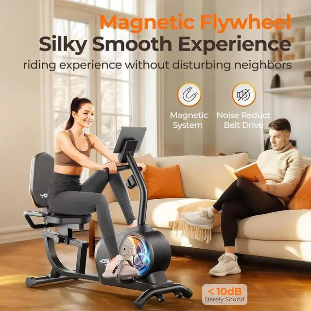 Alt view image 3 of 7 - YOSUDA Recumbent Exercise Bike for Adults Seniors with Quick Adjust Seat, 350LB Capacity & 16-level Resistance