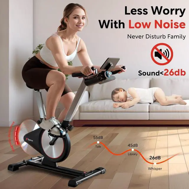 Alt view image 2 of 7 - Sperax Exercise Bike, Magnetic Stationary Bike for Home, Indoor Cycling Bike with Exclusive APP, Comfortable Seat Cushion