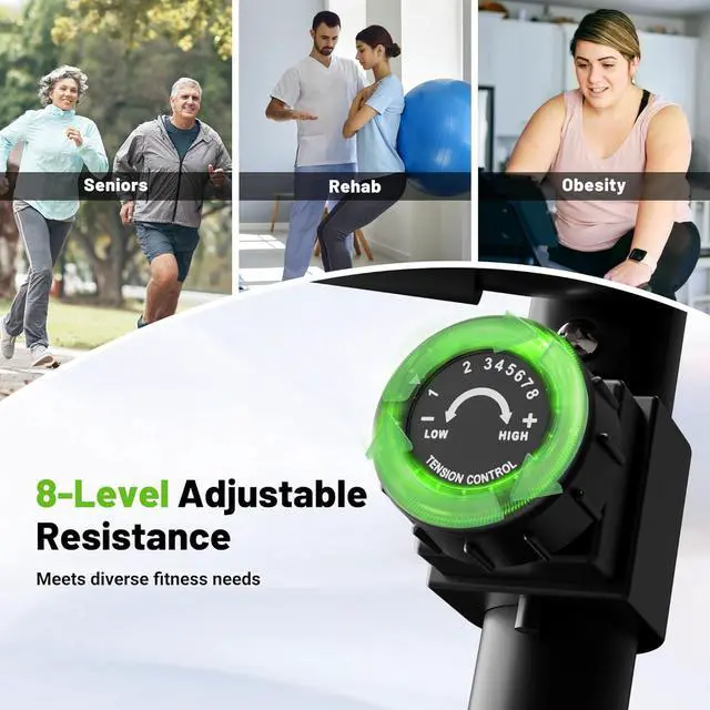 Alt view image 2 of 7 - Caromix Recumbent Exercise Bike for Adults Seniors, Stationary Bike for Home with Comfortable Seat and Heart Rate Handle, Magnetic Resistance Indoor Cycling Bike with 300LBS for Cardio Workout