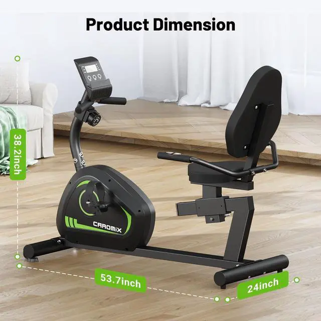 Alt view image 7 of 7 - Caromix Recumbent Exercise Bike for Adults Seniors, Stationary Bike for Home with Comfortable Seat and Heart Rate Handle, Magnetic Resistance Indoor Cycling Bike with 300LBS for Cardio Workout