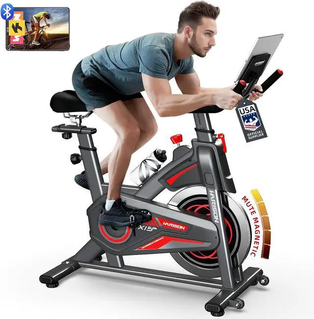 Main image of HARISON Exercise Bike - Magnetic Stationary Bike for Home Gym - Silent Pad Indoor Cycling Bike with Tablet Mount & Comfortable Seat Cushion, 350LBS Weight Capacity, Workout Bike