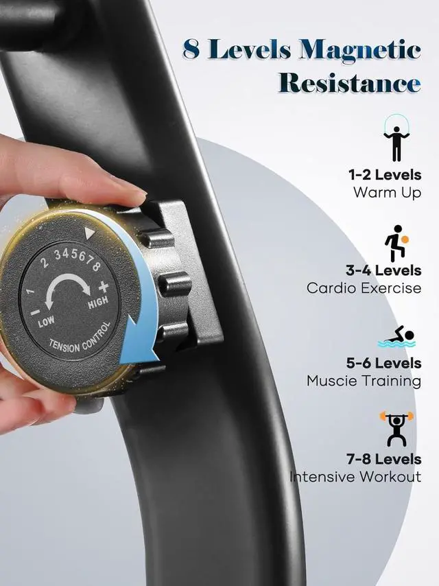 Alt view image 3 of 7 - Recumbent Exercise Bike for Home Stationary Bike Sturdy Quiet 8 Levels Exercise Bike Large Comfortable Seat Heart Rate Handle & Device Holder 300 LB Weight Capacity