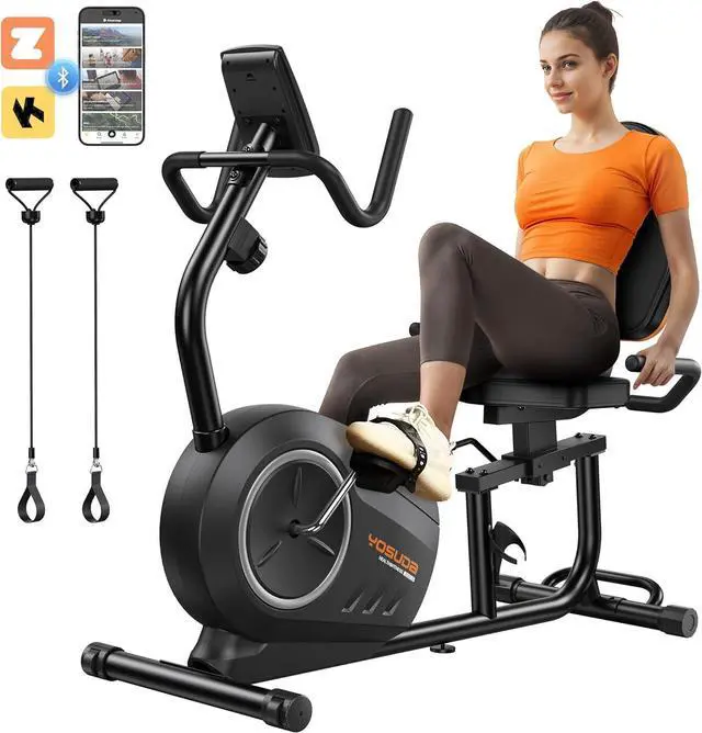 Main image of YOSUDA PRO Recumbent Exercise Bike for Home Use with Resistance Bands-Recumbent Bike with Smart Workout APP, Comfortable Seat, Pulse Sensor & 16-level Resistance